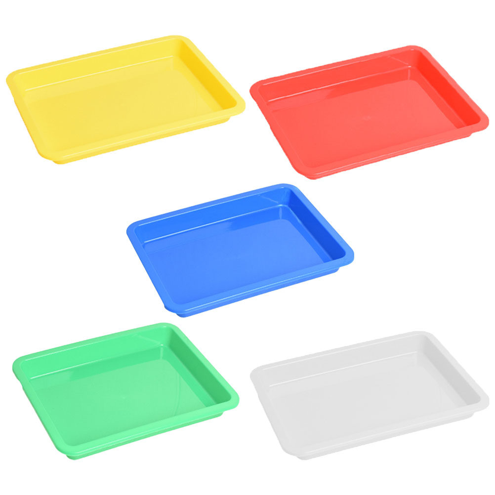 Art And Craft Studio - 5Pcs Plastic Art Trays Colorful Rectangular
