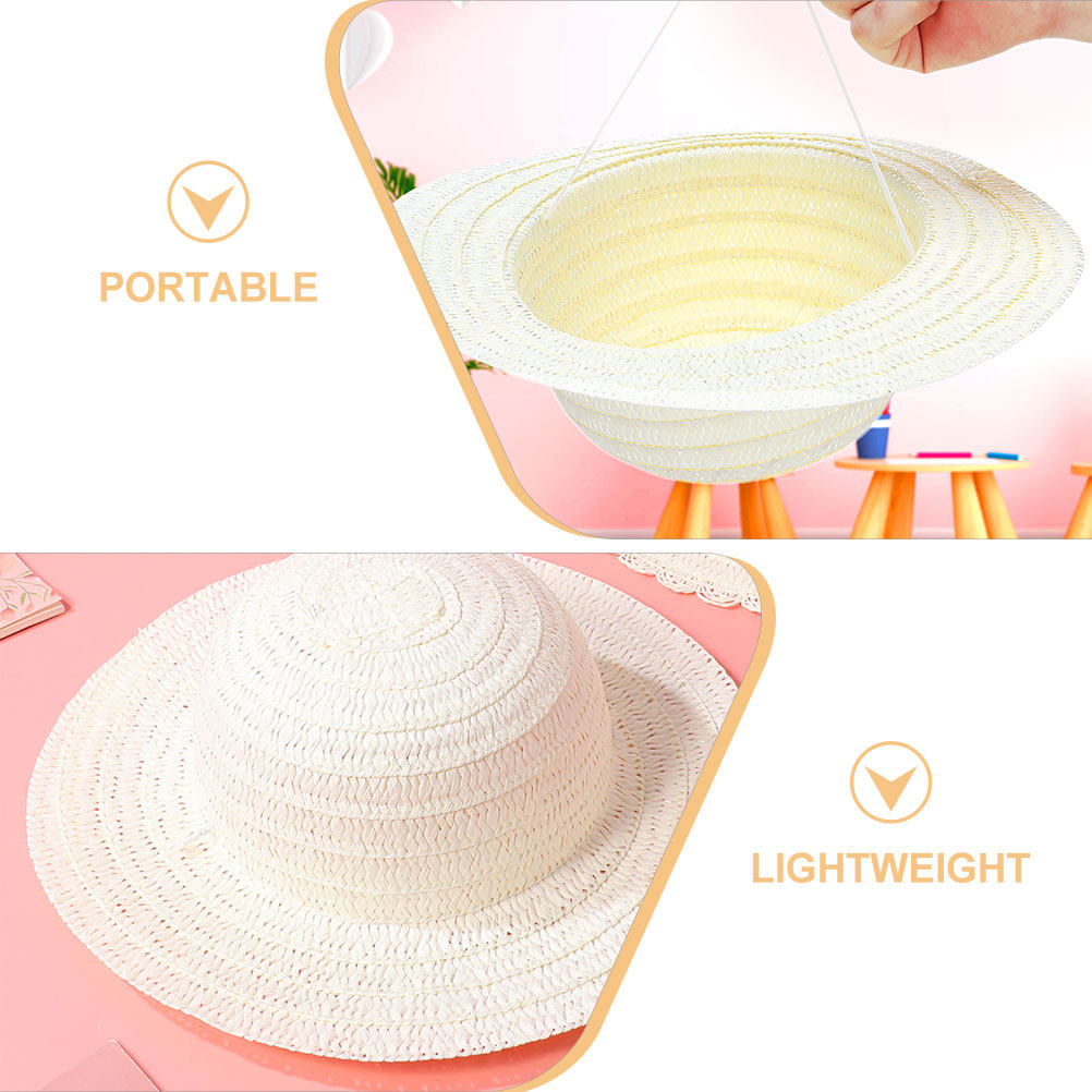 8Pcs White Blank Kids Straw Ha - đánh giá và giá Art Craft Kids