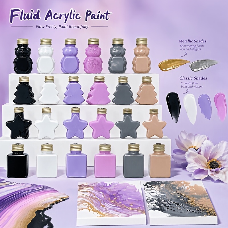 6‑Color 50ml/1.69oz Fluid Acry - đánh giá và giá Acrylic Pour Paint