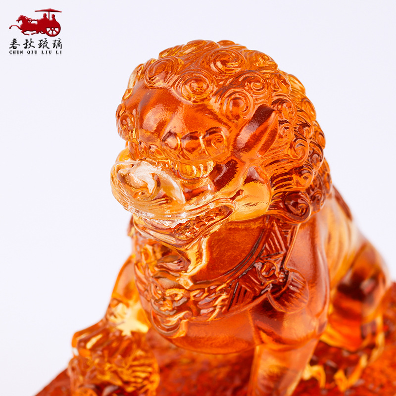 Coloured glaze lion seal ornam - đánh giá và giá Art Craft Lion