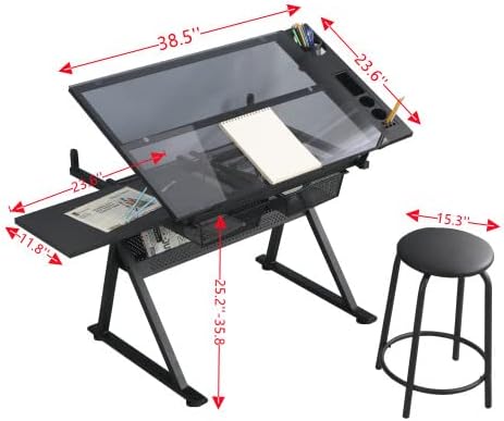 Glass Drafting Table Art Desk  - đánh giá và giá Art And Craft Studio