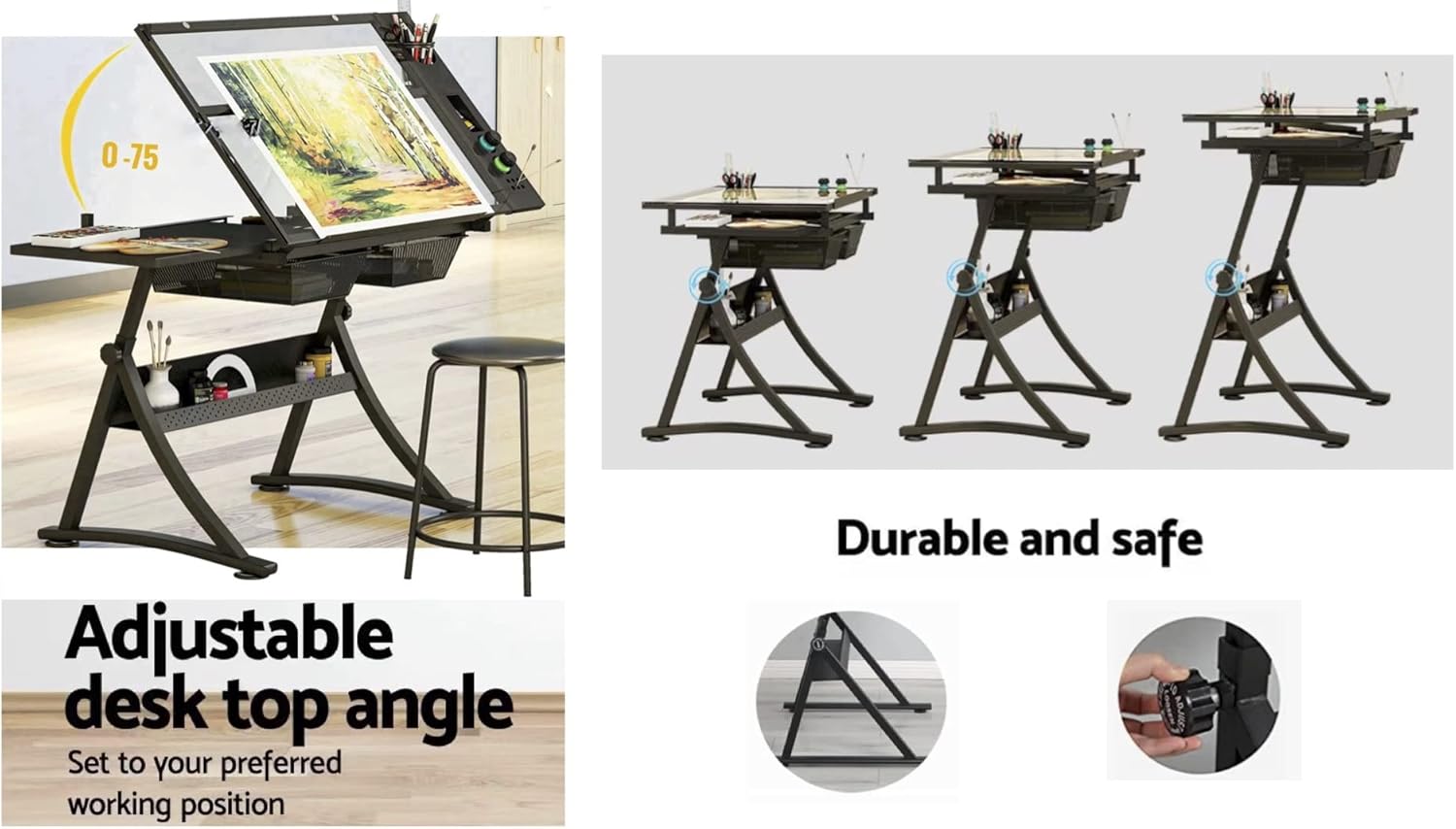 Glass Drafting Table Art Desk  - đánh giá và giá Art And Craft Studio