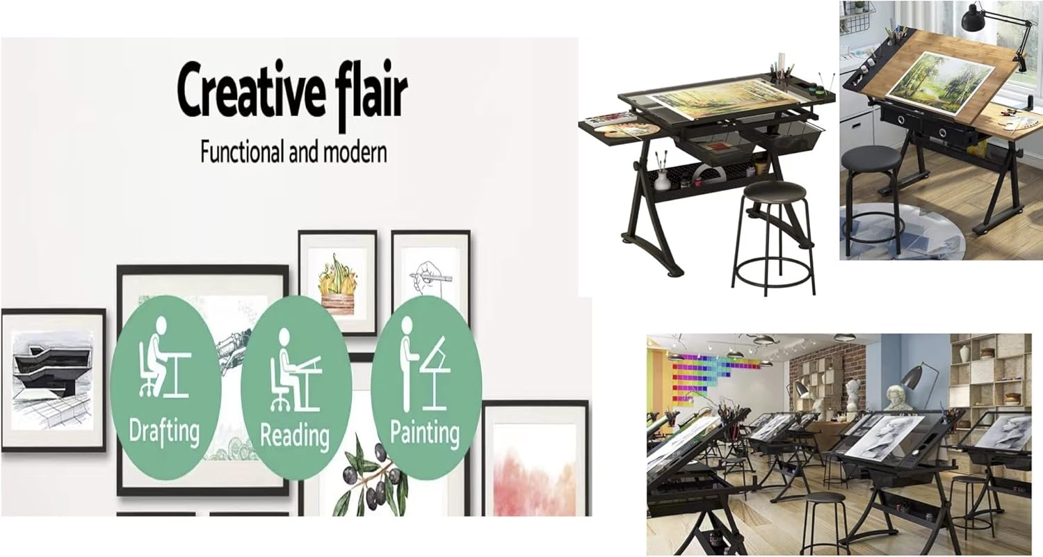 Glass Drafting Table Art Desk  - đánh giá và giá Art And Craft Studio