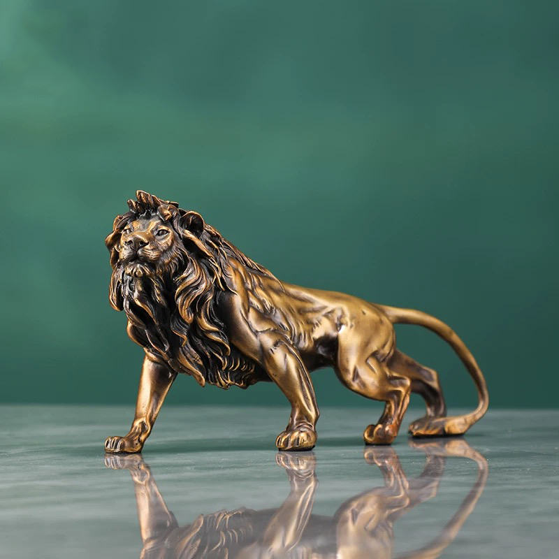 Copper Lion Sculpture Ornament - đánh giá và giá Art Craft Lion